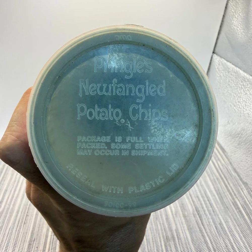 Vintage Pringles Newfangled Potato Chips Canister 1970s P&G Advertising Tin Lid